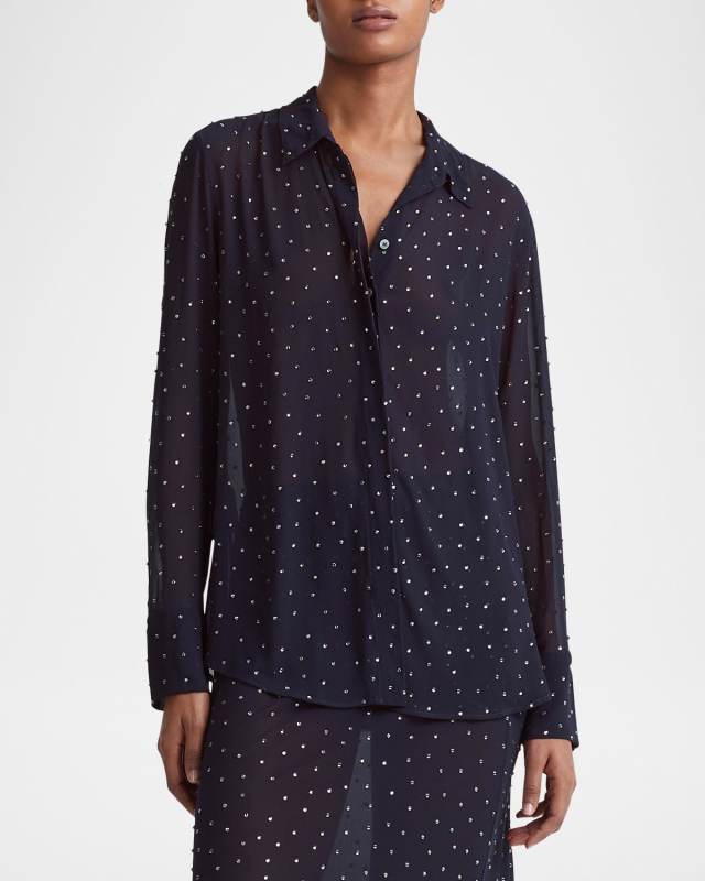 Chika Strass Button-Down Top